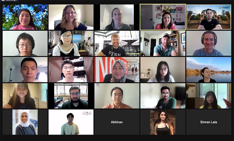 screenshot of zoom meeting with all student volunteers